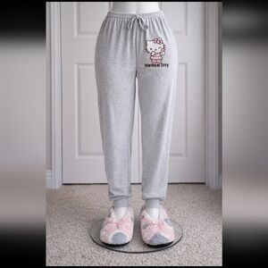 Hello Kitty lounge set featuring soft grey jogger pants And Soft Slippers New